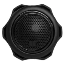 Black circular or octagonal shaped object shown from different angles, appearing to be a mechanical or electronic component.
