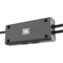 Technical diagram showing black mounting bracket or hardware component from two different angles.