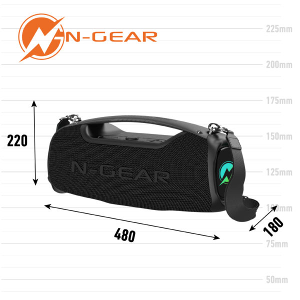 N-GEAR NRG500 - Bluetooth Speaker - Partybox met Verlichting & Microfoon - IPX5 Waterdicht - Zwart - Afbeelding 3