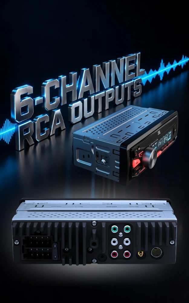 JBL Celebrity 350D 1 DIN autoradio met 6-channel RCA outputs aan de achterzijde