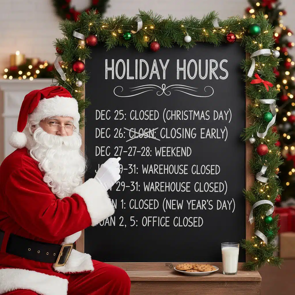Calendar of adjusted opening hours December
