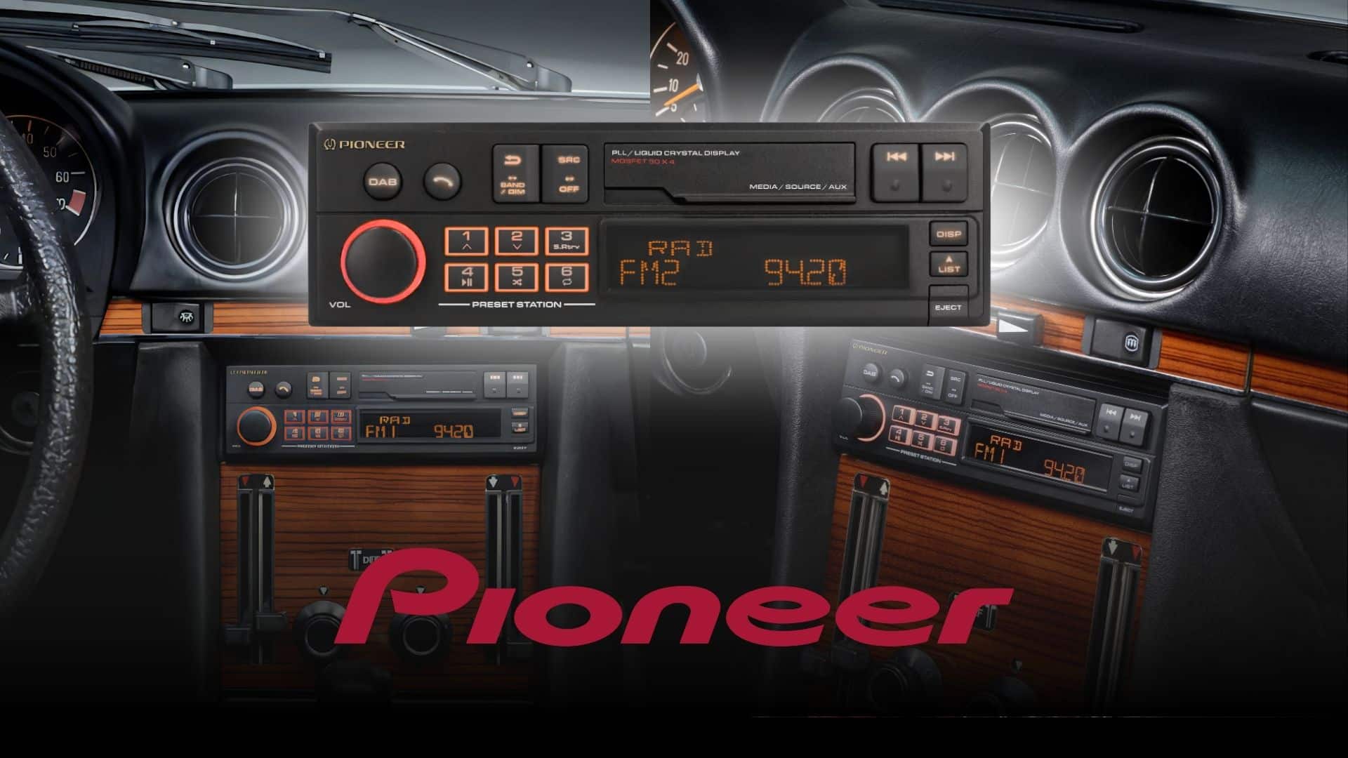 1. Pioneer SXT-C10PS frontpaneel – retro autoradio design met cassettedeck-stijl cover